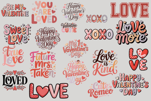 50 Valentine's Day SVG Bundle, Retro Lov
