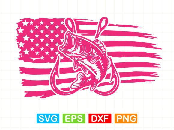Bass Fishing with an American Flag SVG