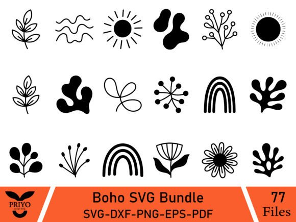 Boho Botanical Elements SVG Bundle