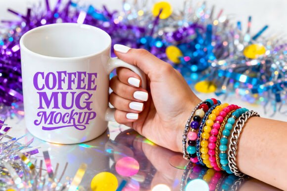 Coffee Mug PSD Party Theme Mockup