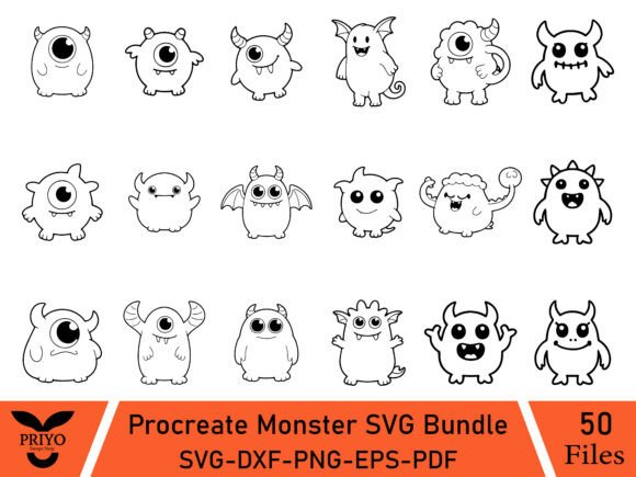 Cute Monster Doodle SVG Bundle