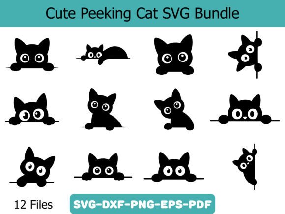 Cute Peeking Cat SVG Bundle