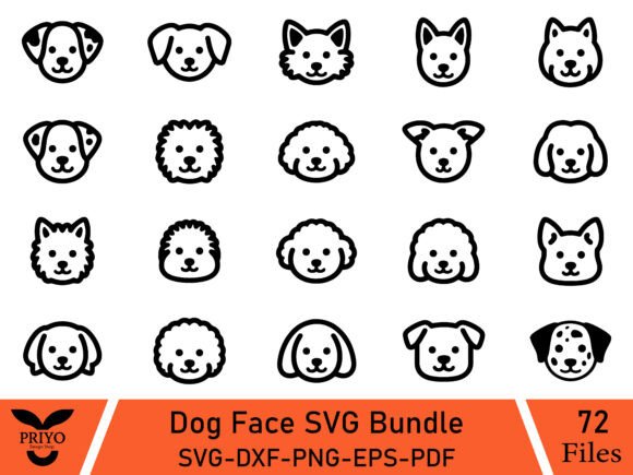 Dog Face SVG Bundle, Cute Dog Face Svg