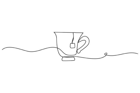 One Line of Tea Drink in Mug