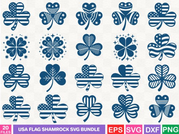 St Patricks USA Flag Shamrock SVG Bundle