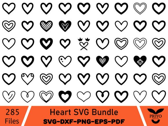 Valentine Doodle Heart SVG Bundle