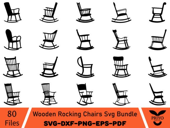 Wooden Rocking Chairs Svg Bundle